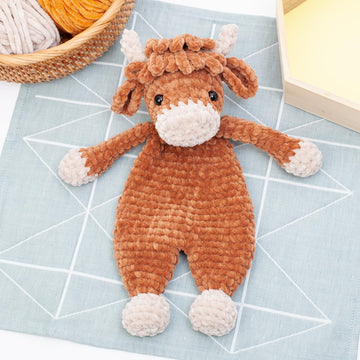 Crochet Highland cow snuggler pattern, Highland cow lovey