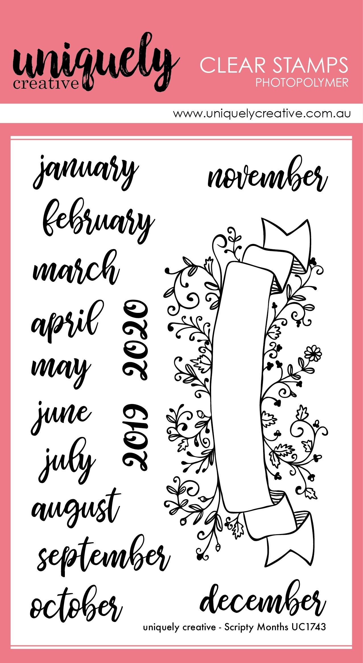 Uniquely Creative 4"X6" Clear Stamps - Scripty Months