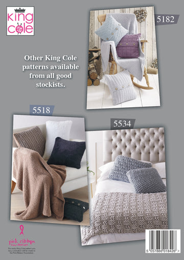 Throw & Cushions in King Cole Quartz Super Chunky - 5642 - Downloadable PDF