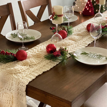 Rustic Cable Stitch Table Runner