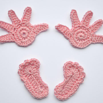 Crochet baby hand. Baby handprint. Crochet baby foot print. Crochet applique. Baby embellishment
