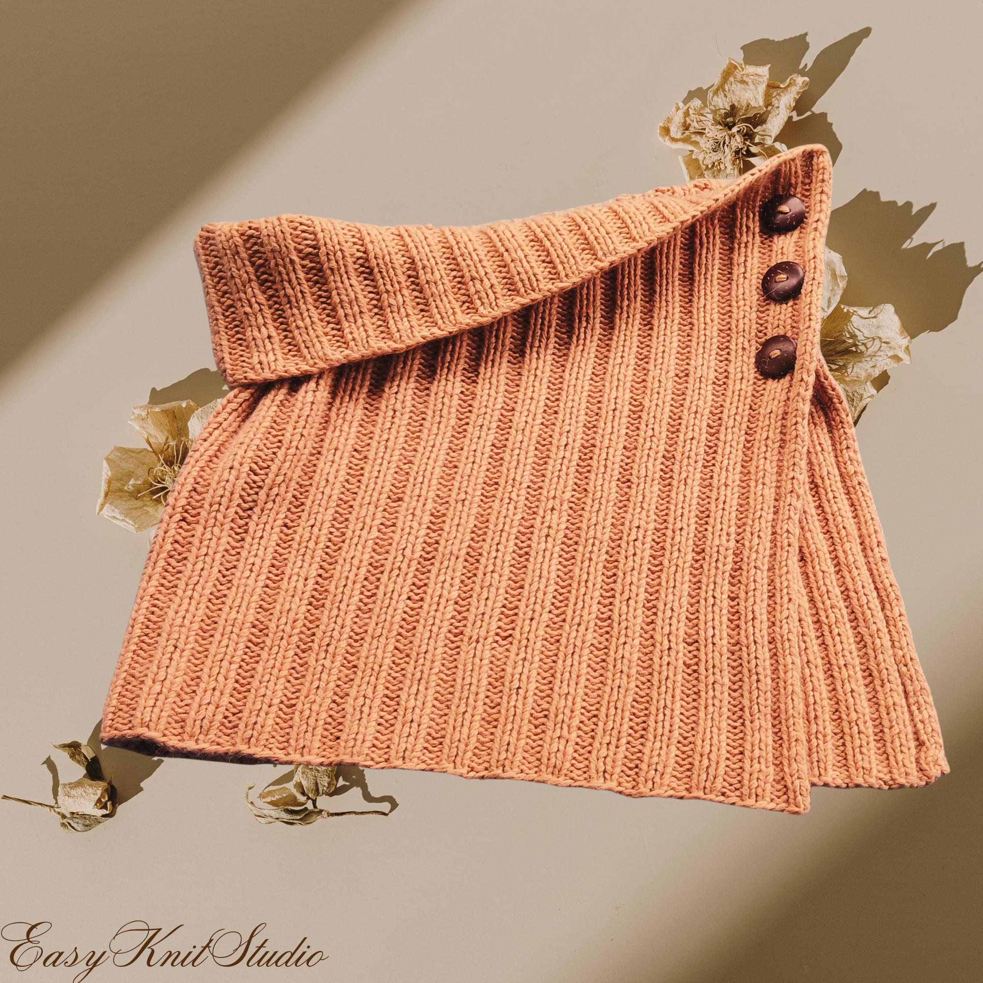 Ribbed Button Cowl Knitting Pattern