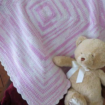 Soft Pink Moss Stitch Baby Blanket Crochet Pattern (King Cole Beaches DK)