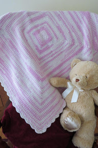 Soft Pink Moss Stitch Baby Blanket Crochet Pattern (King Cole Beaches DK)