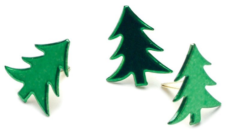 Creative Impressions Painted Metal Paper Fasteners 50/Pkg - Trees - Metallic Green