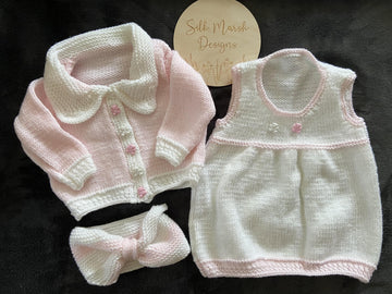 Hermione Baby Set Knitting Pattern premature-12 months approx