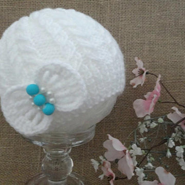 Knitting PATTERN Baby Beanie with Crochet Bow