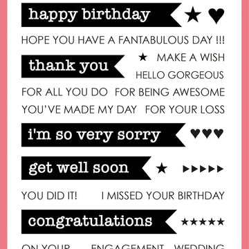 Uniquely Creative 4"X6" Clear Stamps 30/Pkg - Banner Sentiment Builder