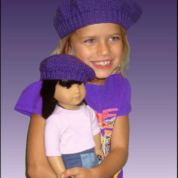 Matching beret, hat pattern for girl's and 18 inch doll. 501