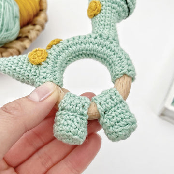 Dinosaur Brontosaurus baby rattle toy crochet pattern amigurumi