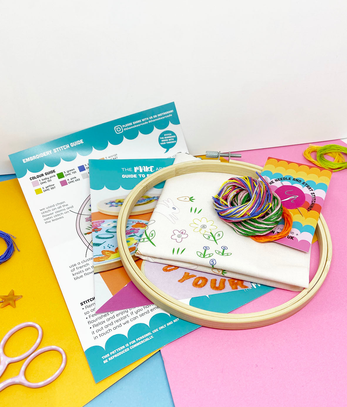 The Make Arcade Leaping Bunnies Large Embroidery Kit - 6in