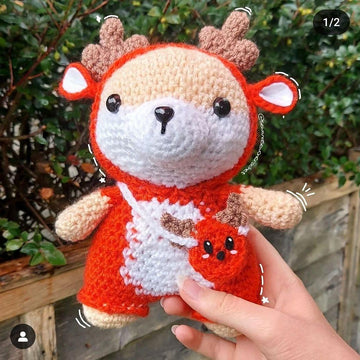 Fox in reindeer costume