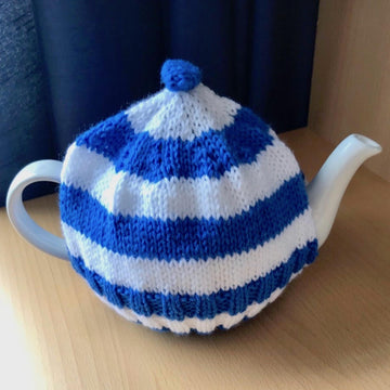 Cornish Striped Tea Cozy (Tea Cosy) in Sirdar Snuggly DK