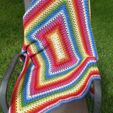 Rainbow Squared  Baby Blanket - Crochet pattern