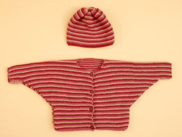 Knit Pink Bubblegum Baby Set in Lion Brand Vanna's Choice - 60699AD