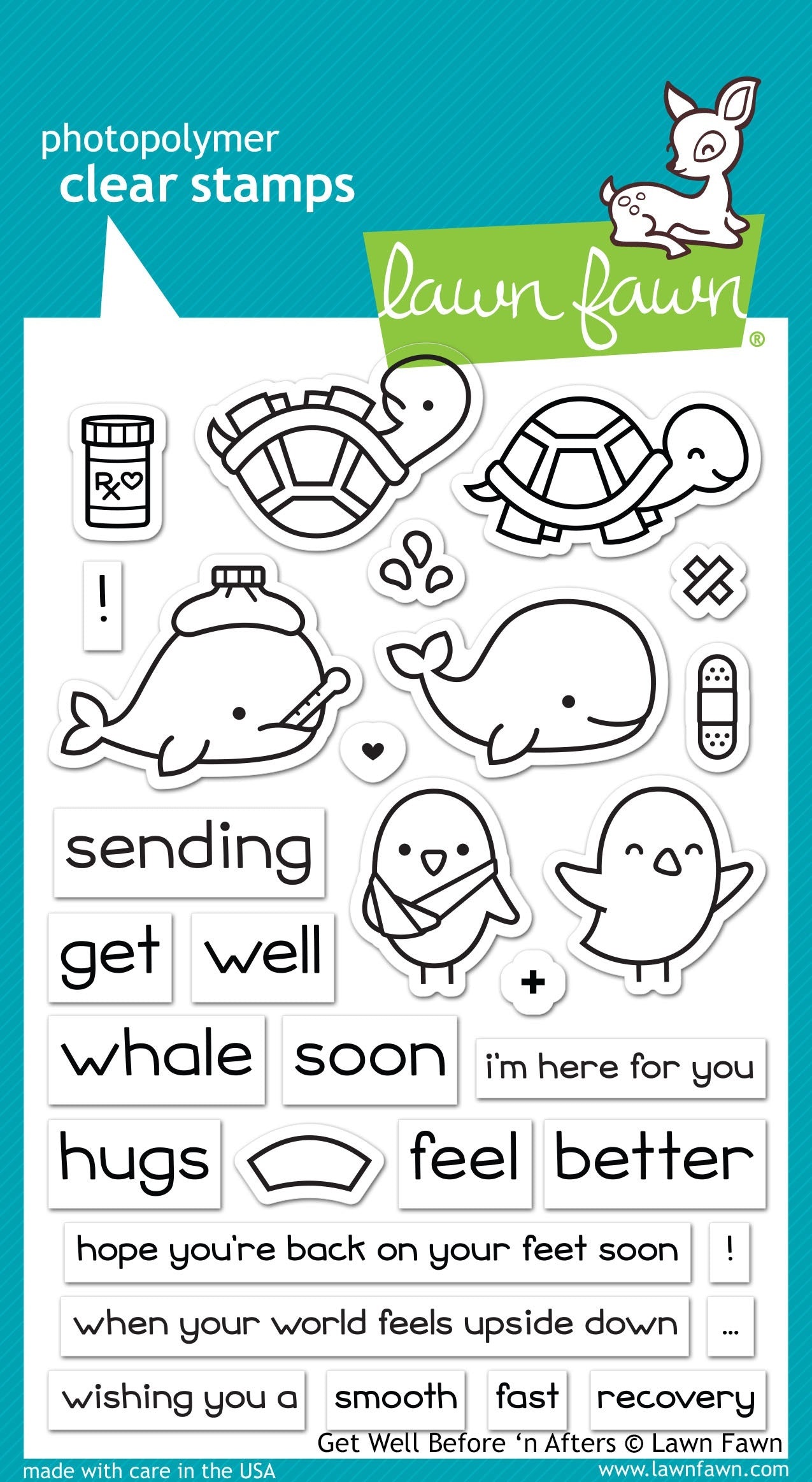 Lawn Fawn Clear Stamps 4"X6" - Get Well Before 'n Afters