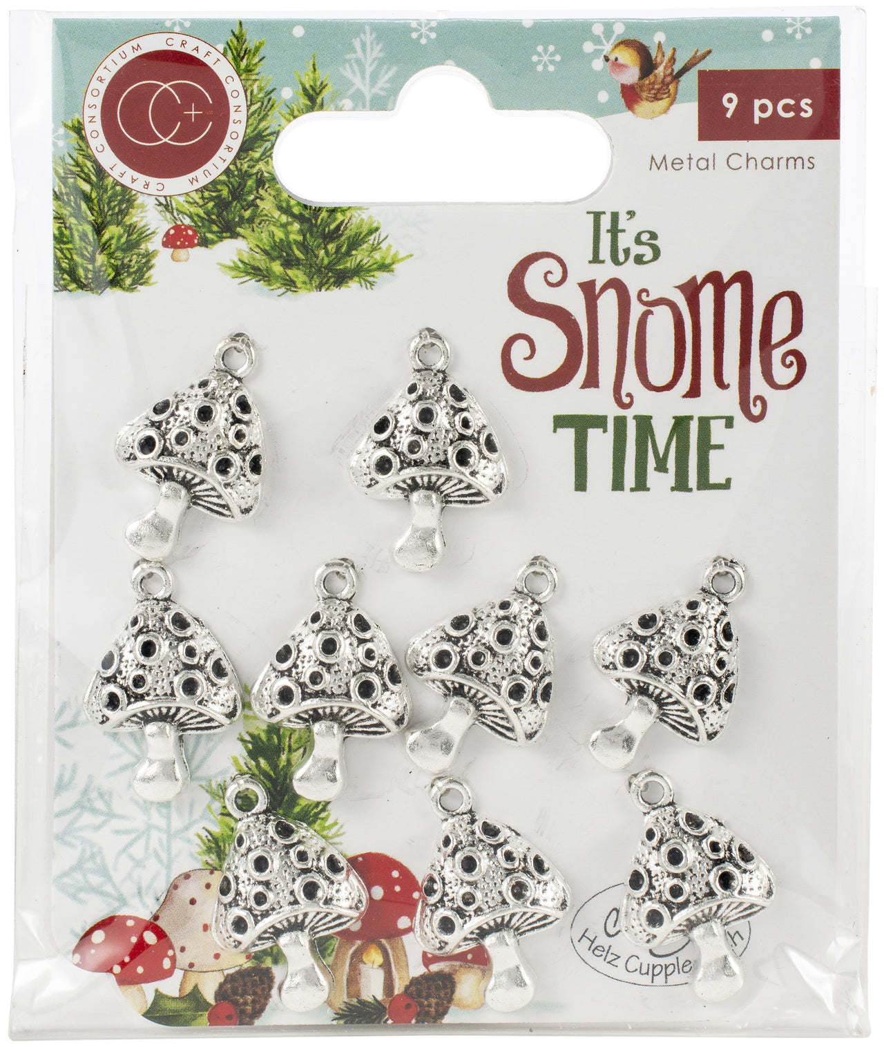 Craft Consortium It's Snome Time Metal Charms 9/Pkg - Toad Stools
