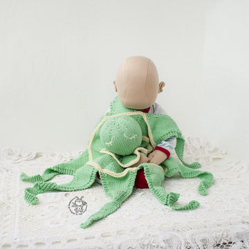 Knitted flat Octopus Toy Baby Lace Blanket.