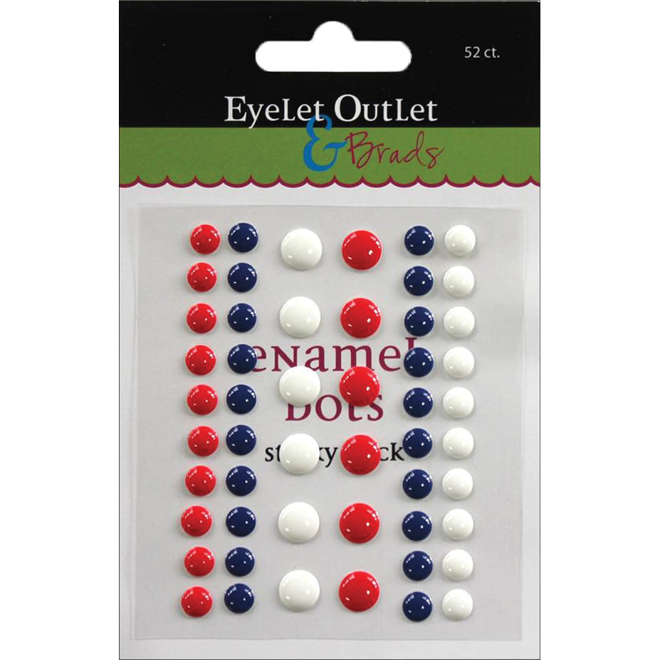 Eyelet Outlet Adhesive-Back Enamel Dots 52/Pkg - Red/White/Blue