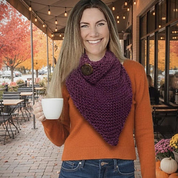 Sisterly Chic Button Chunky Triangle Scarf