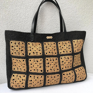 Granny square raffia bag