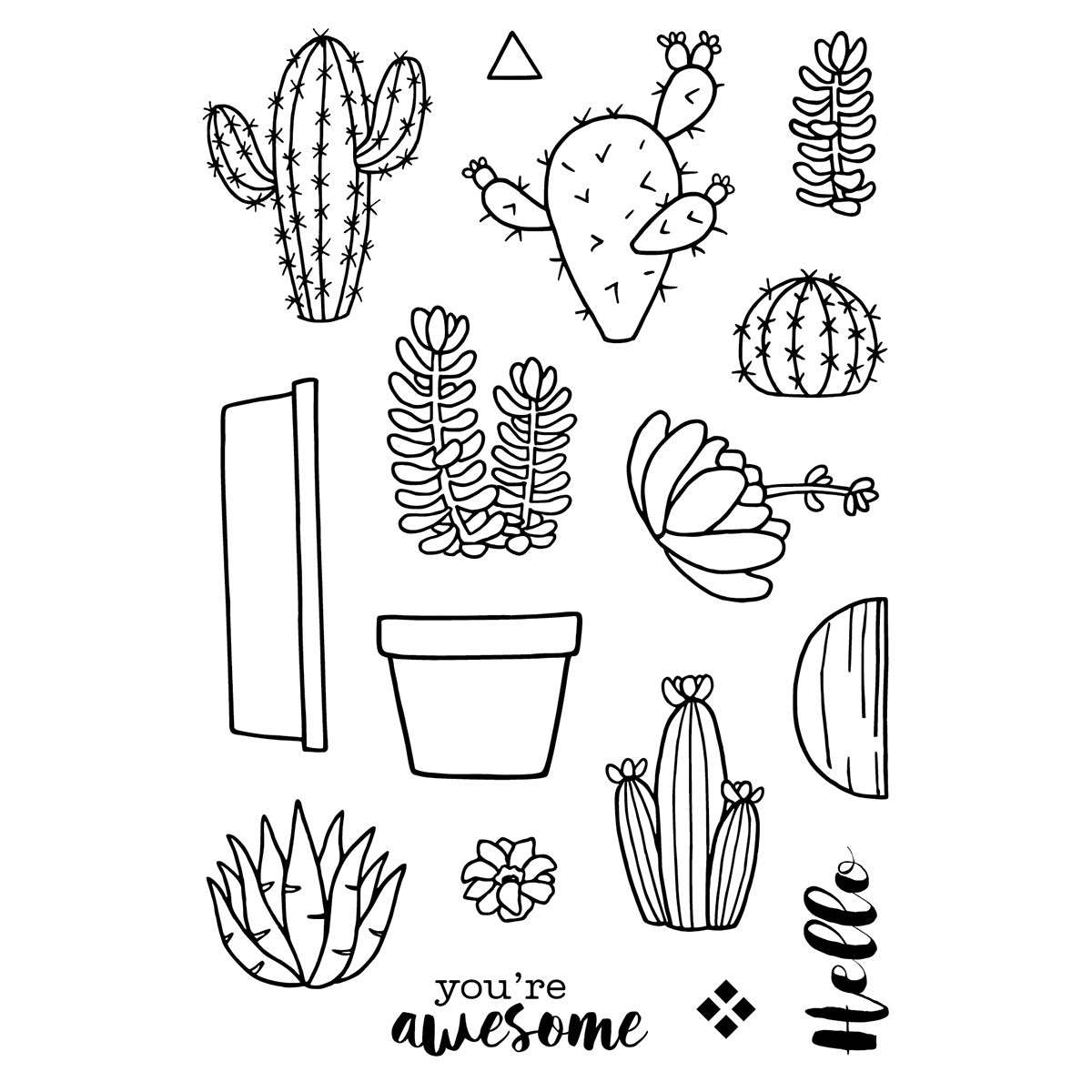 Jane's Doodles Clear Stamps 4"X6" - Cactus