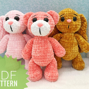Crocheted Bunny, Bear and Dog.