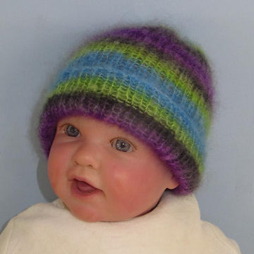 Baby Angel Print Mohair Rib Beanie Hat