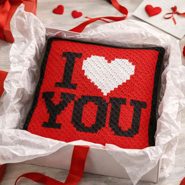I LOVE YOU 14" Pillow Mini C2C Diagonal Crochet Pattern
