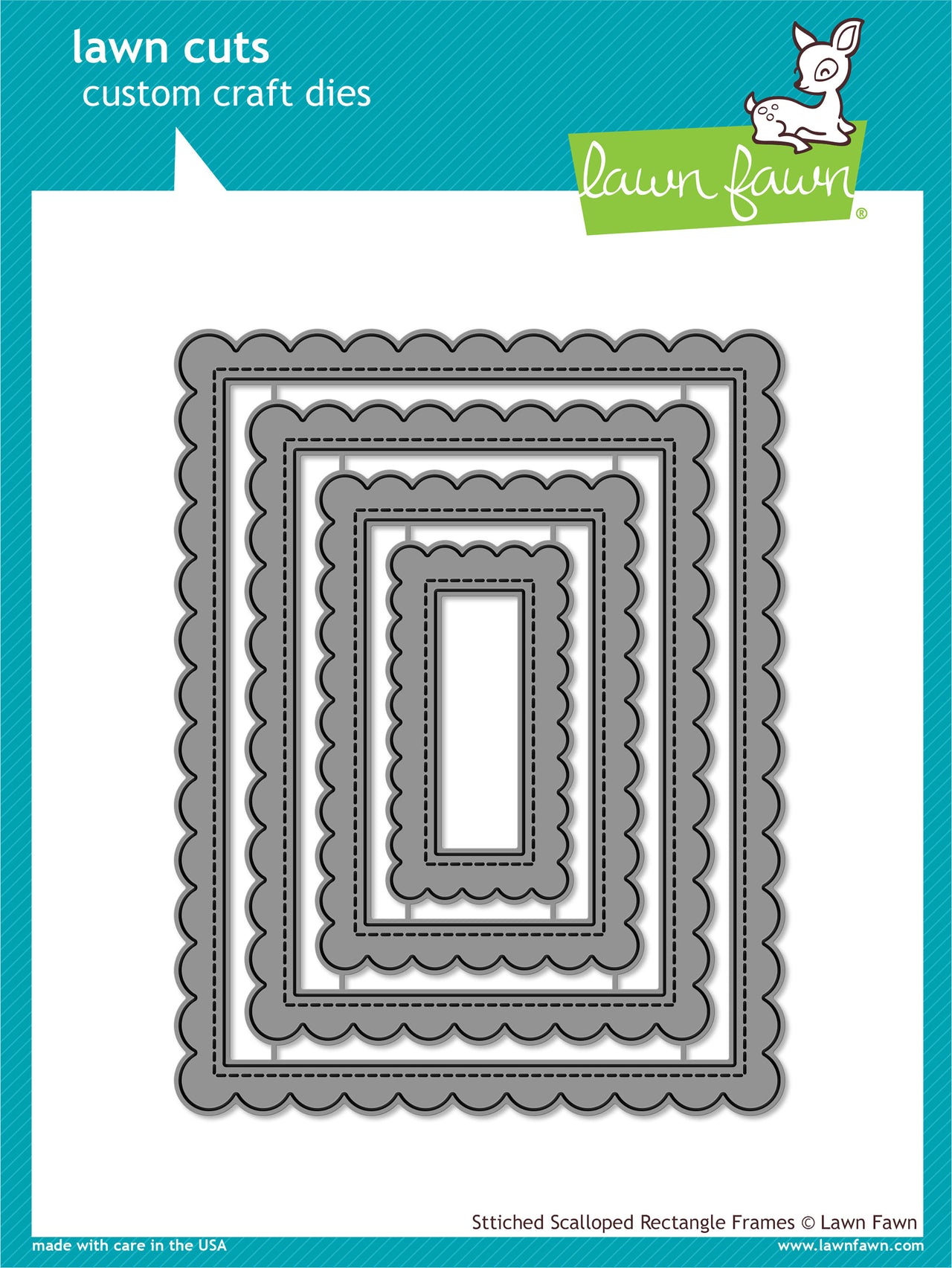 Lawn Fawn Lawn Cuts Custom Craft Die - Stitched Scalloped Rectangle Frames