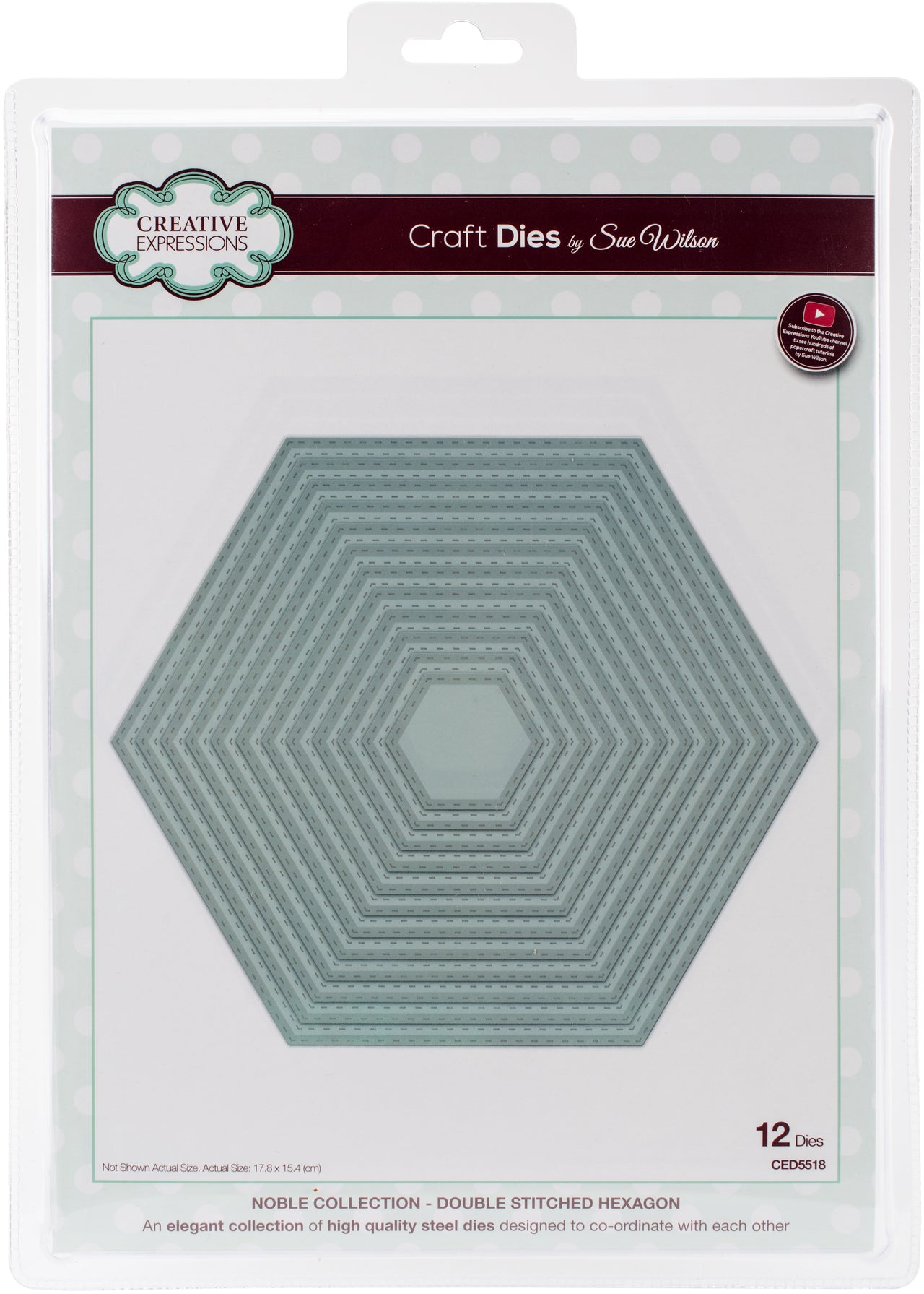 Creative Expressions Craft Dies By Sue Wilson - Noble-Double Stitched Hexagon 7"X6"