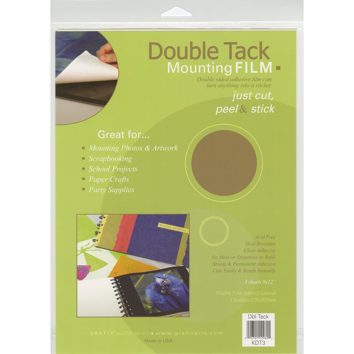 Grafix Double Tack Mounting Film - 9"X12" 3/Pkg