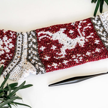 Prancing Deer Crochet Stocking