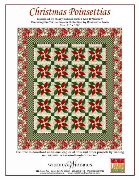 Windham Fabrics Christmas Poinsettias - Downloadable PDF
