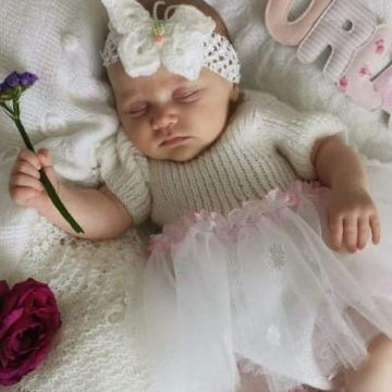 Baby Knitting Pattern 'Orla' Ballet Dress, Cardi and Shoes