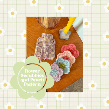 Flower Scrubbies and Checkered Pouch