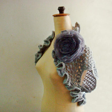 Knit Shrug with Chiffon flower