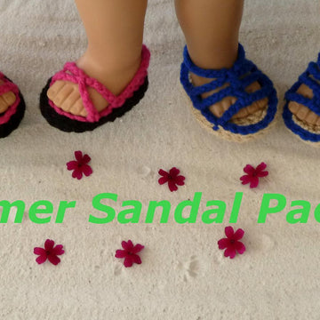 Summer Sandal Pack 1 -  Strappy & Gladiator Sandals Pattern - American Girl or other 18 inch Doll Shoes