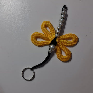 Crochet Football & Dragonfly key chain