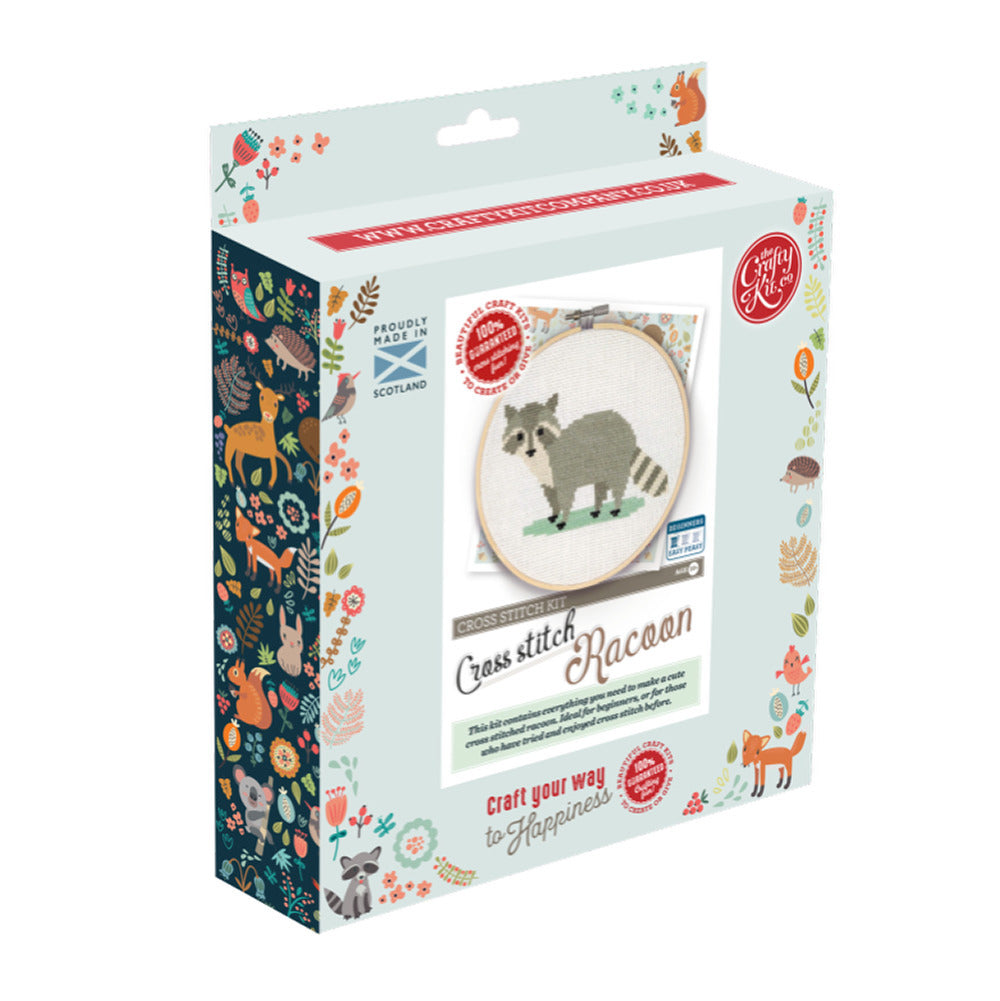 The Crafty Kit Company Racoon Cross Stitch Kit - 15cm