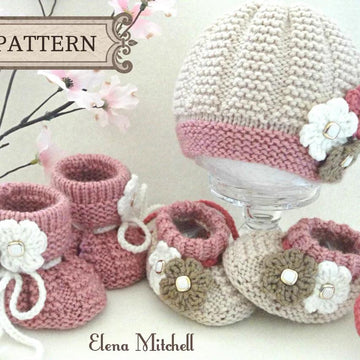 Pattern Knitting Baby Set Baby Cap and Baby Shoes