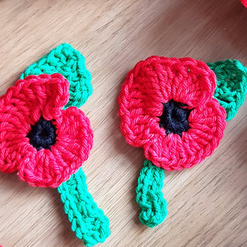 Crochet Remembrance 'Poppy Brooch' and 'Wreath'