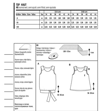 Burda Style Misses' Tank Top – Flared Form with Waistband and Tie Bands B6201 - Paper Pattern, Size 8-18