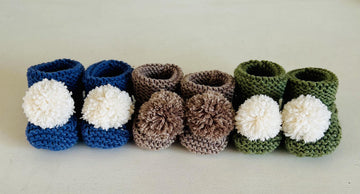 Pompom Knit Booties