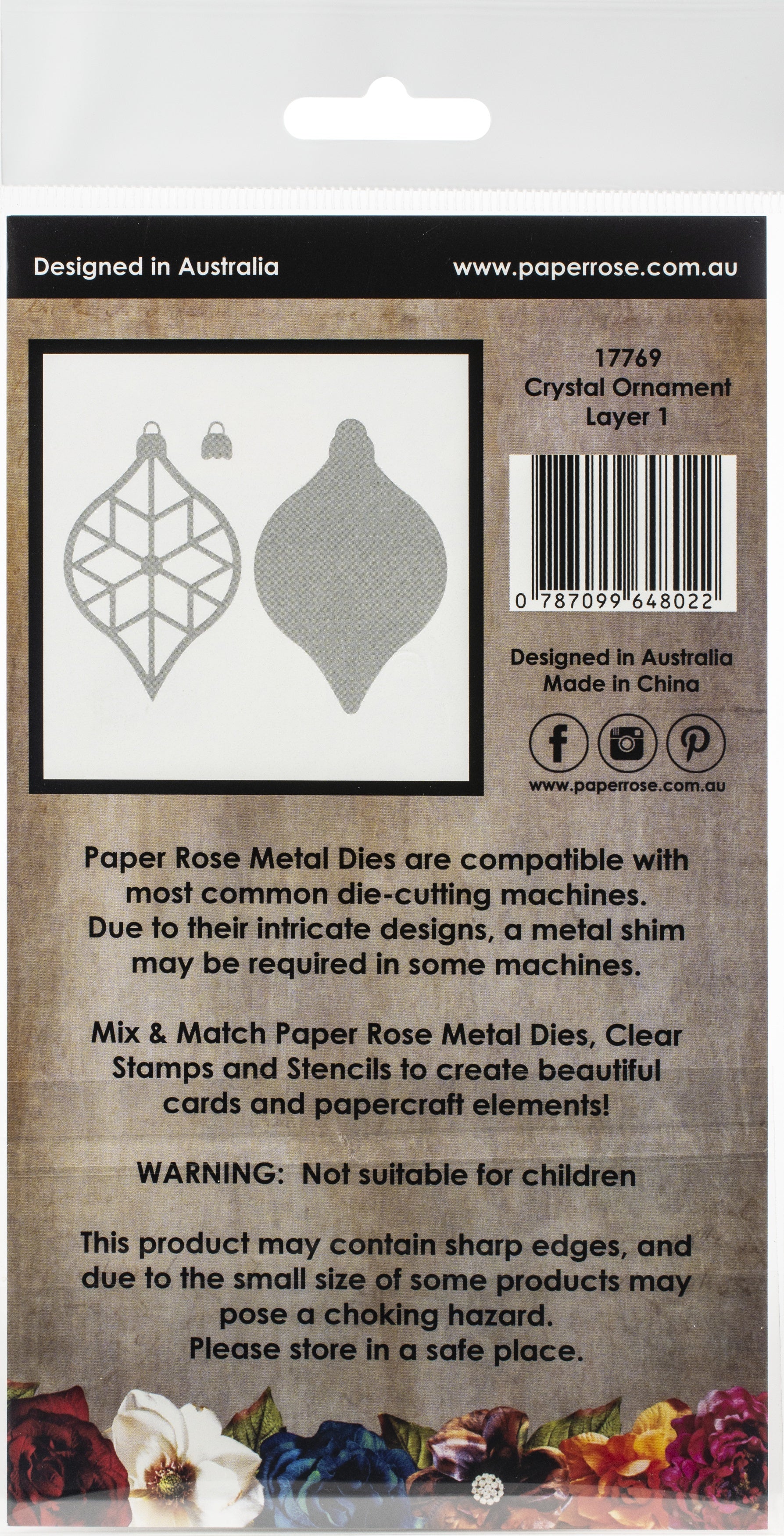 Paper Rose Dies - Layered Crystal Ornament 1