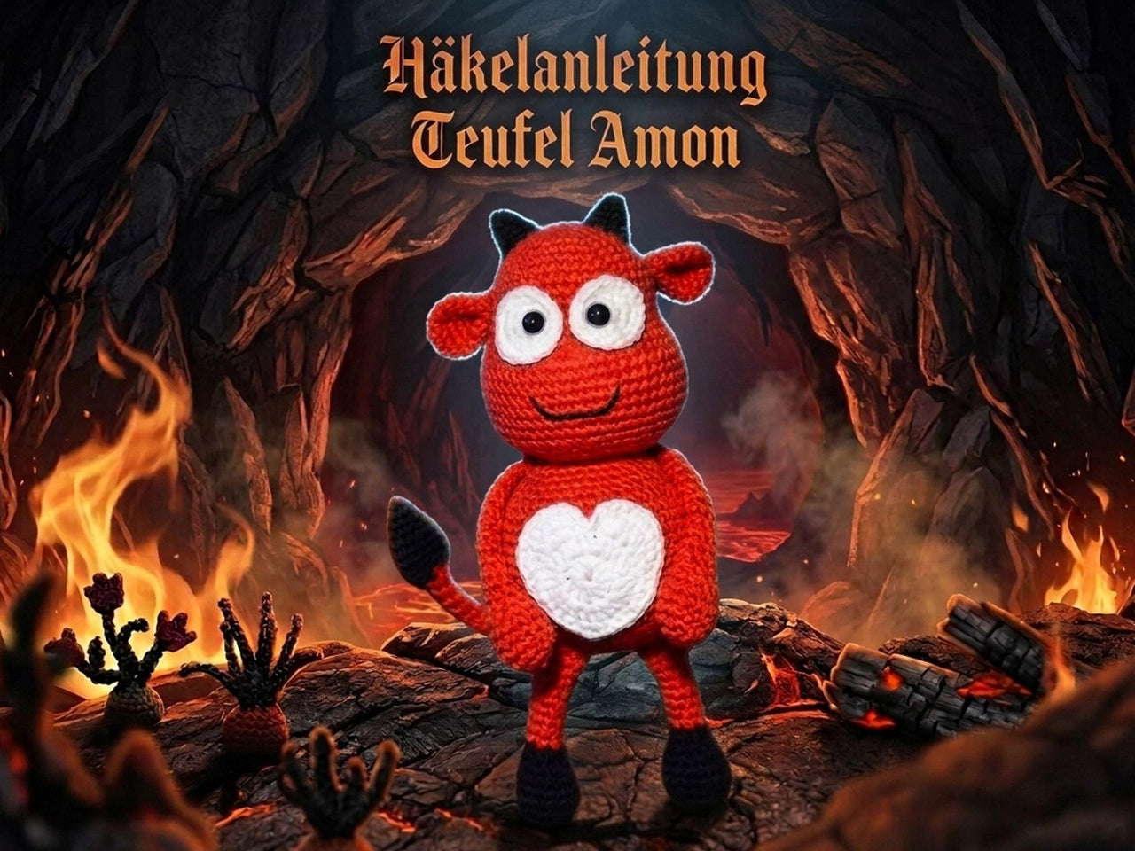 Crochet pattern devil Amon with heart