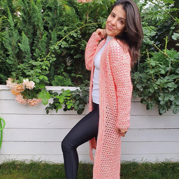 Crochet coat long