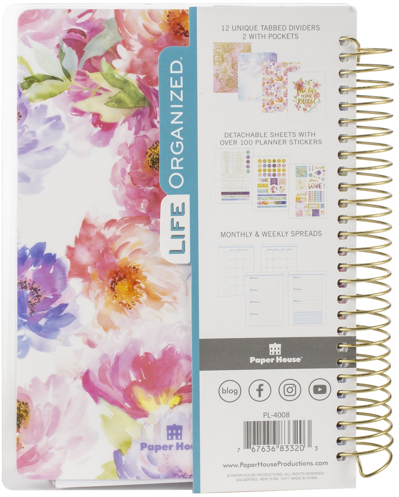 Paper House Mini 12-Month Undated Planner - Cool Floral Dreams