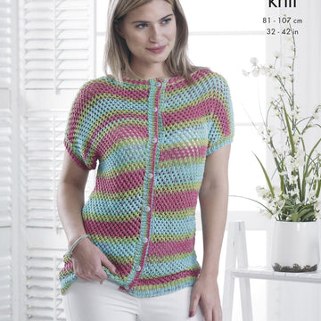 Cap Sleeved Top & Cardigan in King Cole DK - 5095 - Downloadable PDF