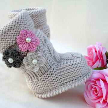 Pattern Baby Booties Flower Meadow